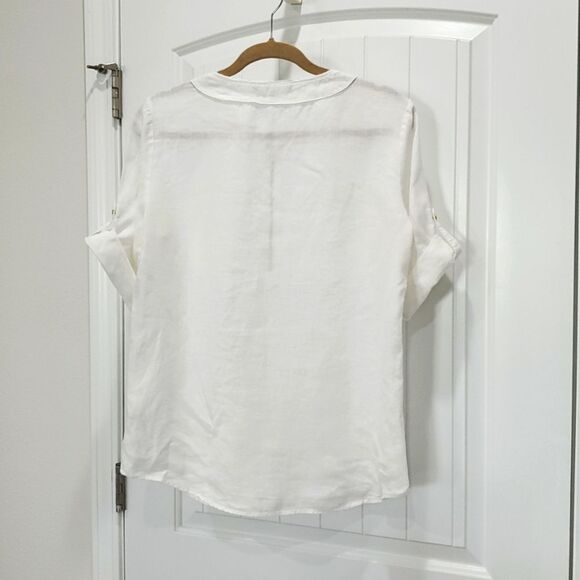 Ellen Tracy Womens 100% White Linen Shirt, Size Small - Picture 8 of 8